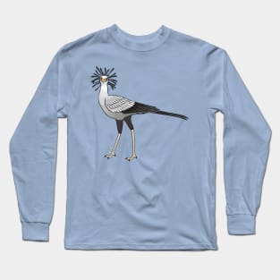 Secretary bird cartoon illustration Long Sleeve T-Shirt